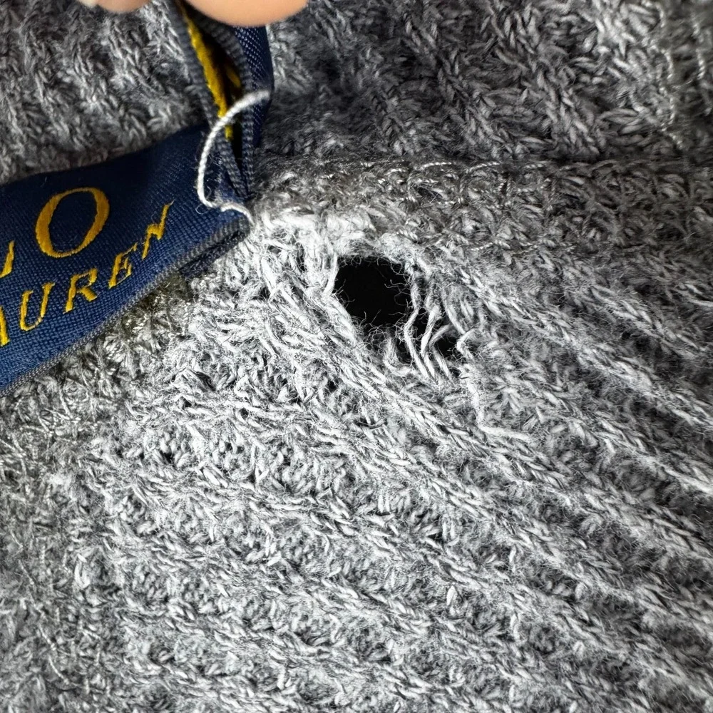 Polo Ralph Lauren Thermal Hoodie Mens Large Gray Lightweight Cotton Pullover - Picture 11 of 16